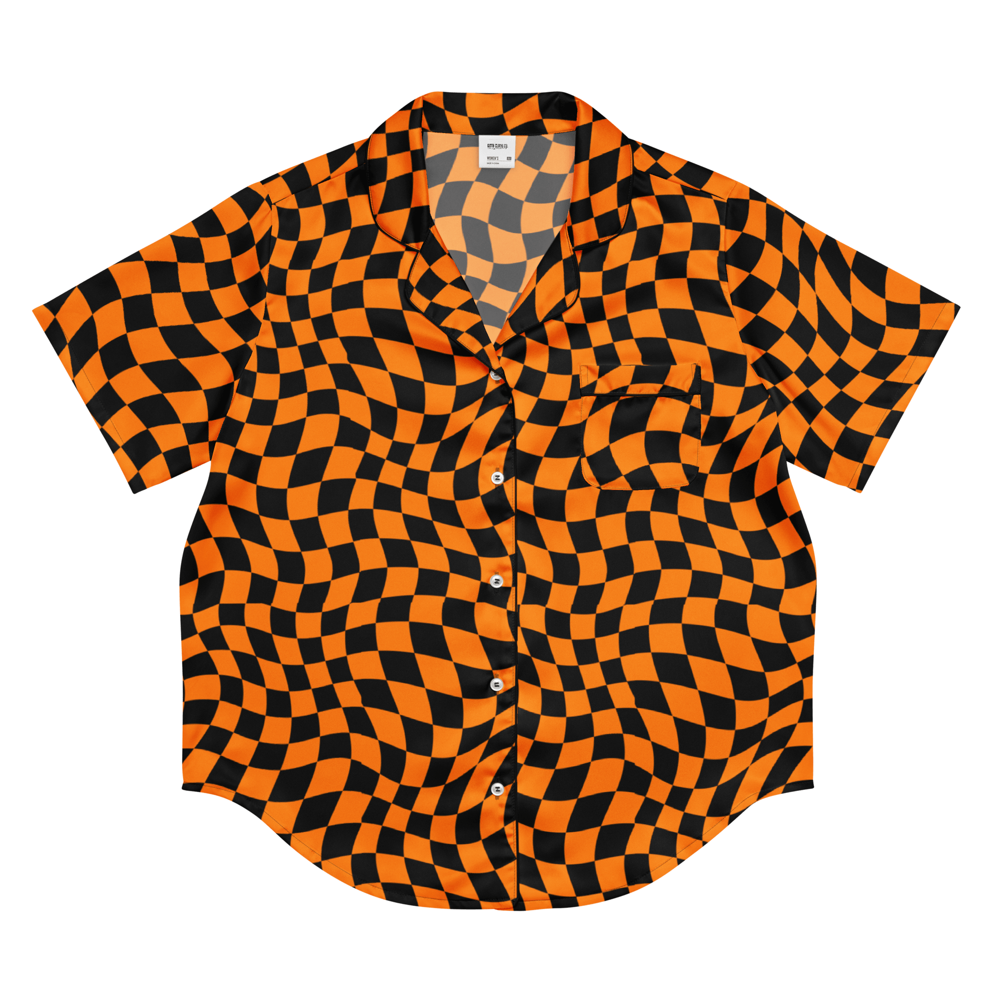 October Tiles Checkered Silky Pajama Top Goth Cloth Co.