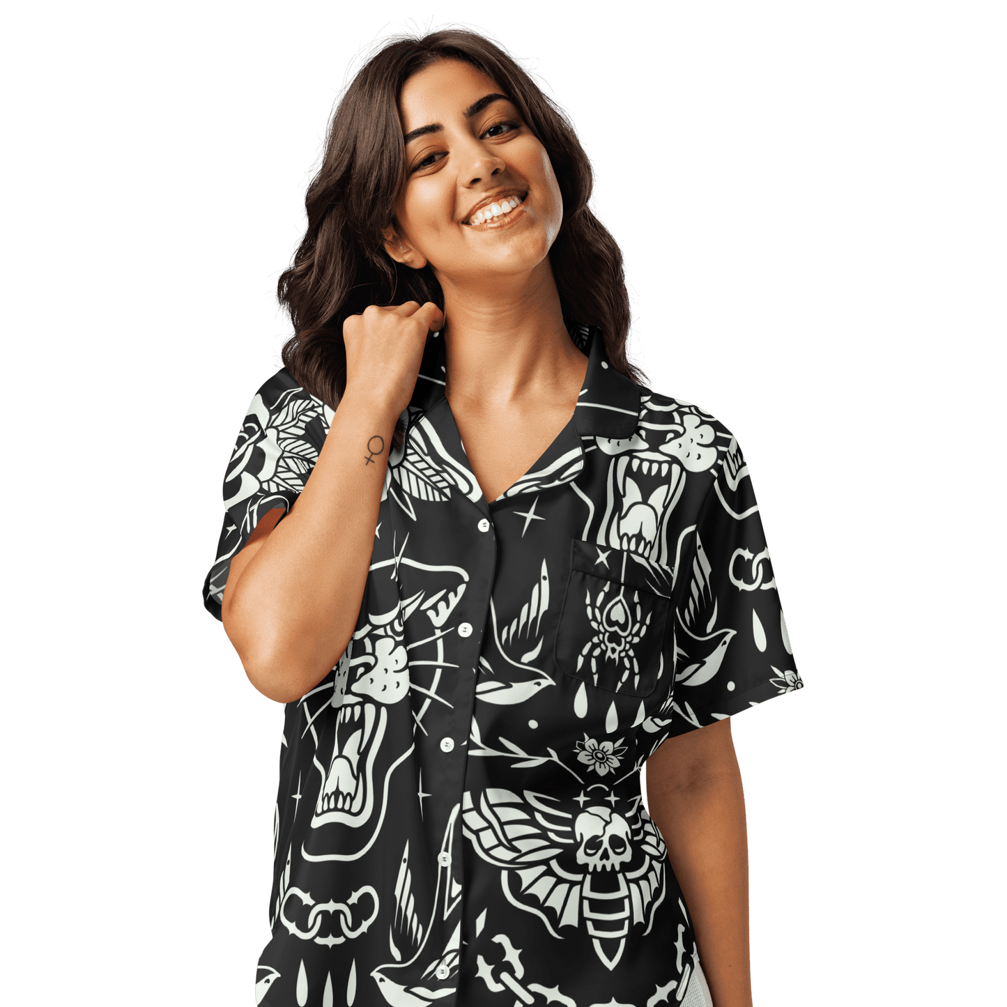 Old School Ink Silky Pajama Top Goth Cloth Co.