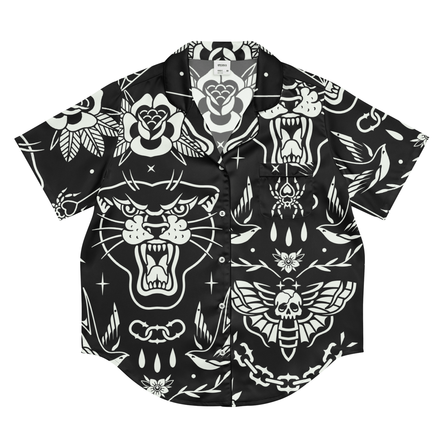 Old School Ink Silky Pajama Top Goth Cloth Co.