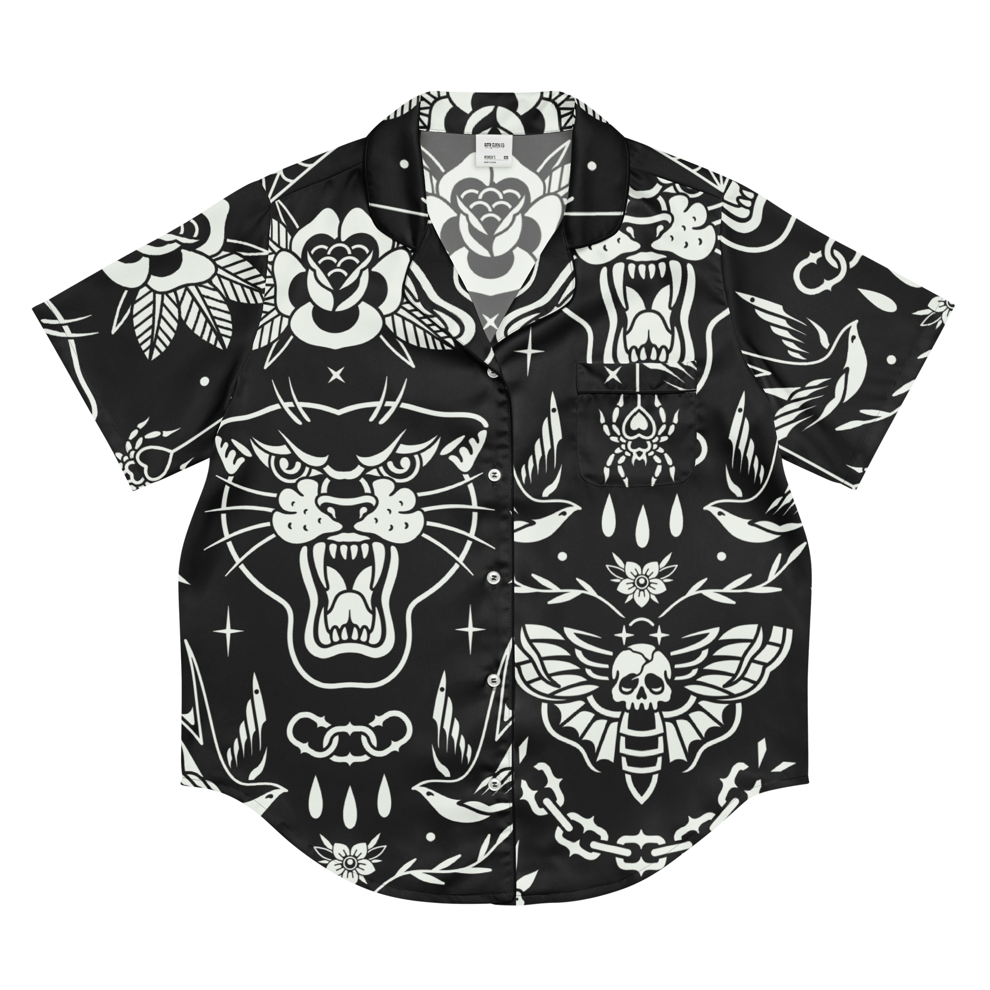 Old School Ink Silky Pajama Top Goth Cloth Co.