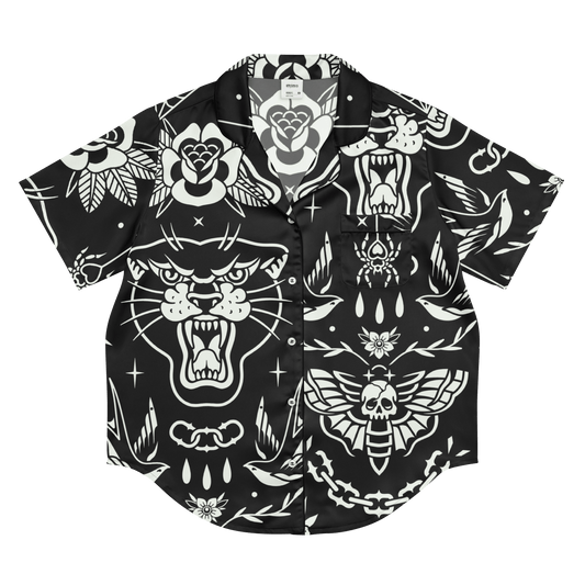 Old School Ink Silky Pajama Top Goth Cloth Co.