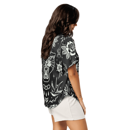 Old School Ink Silky Pajama Top Goth Cloth Co.