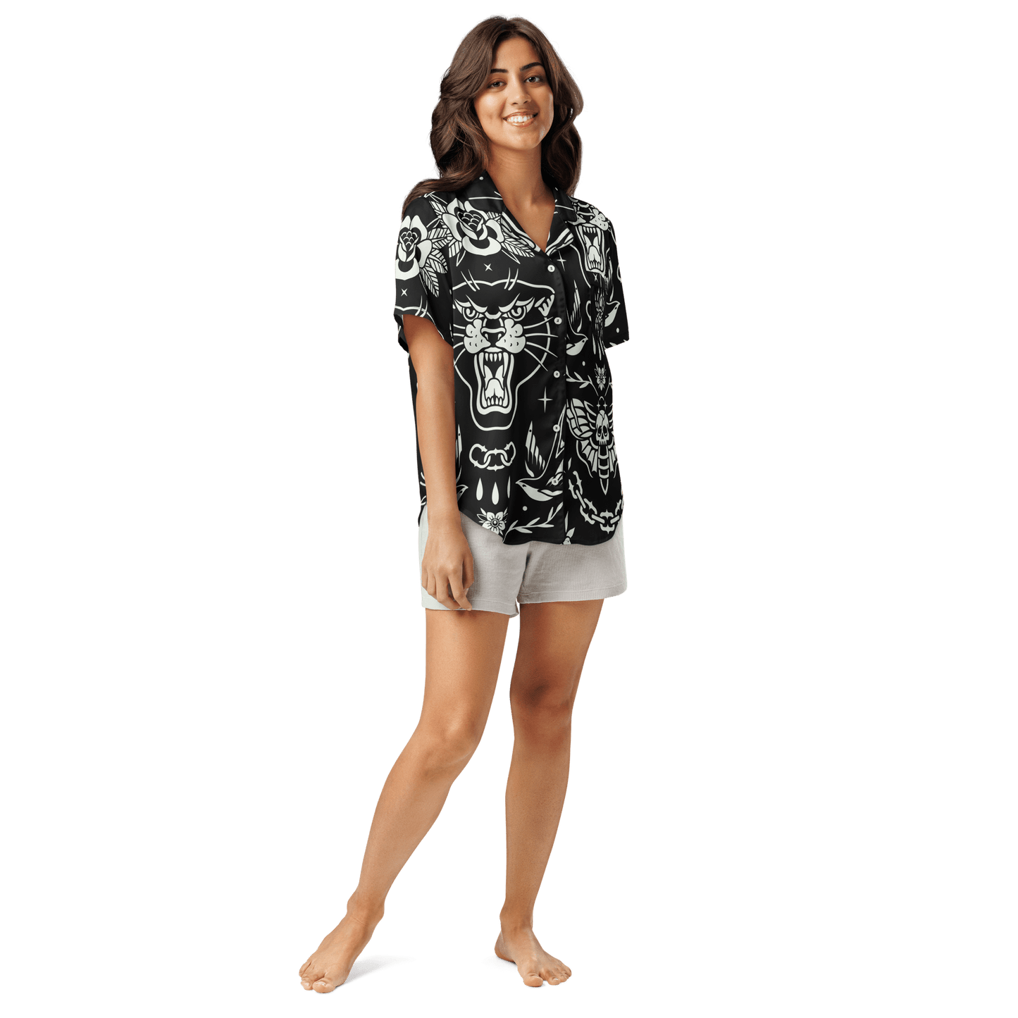 Old School Ink Silky Pajama Top Goth Cloth Co.