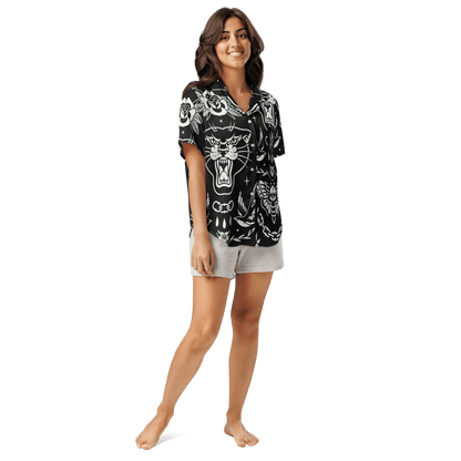 Old School Ink Silky Pajama Top Goth Cloth Co.