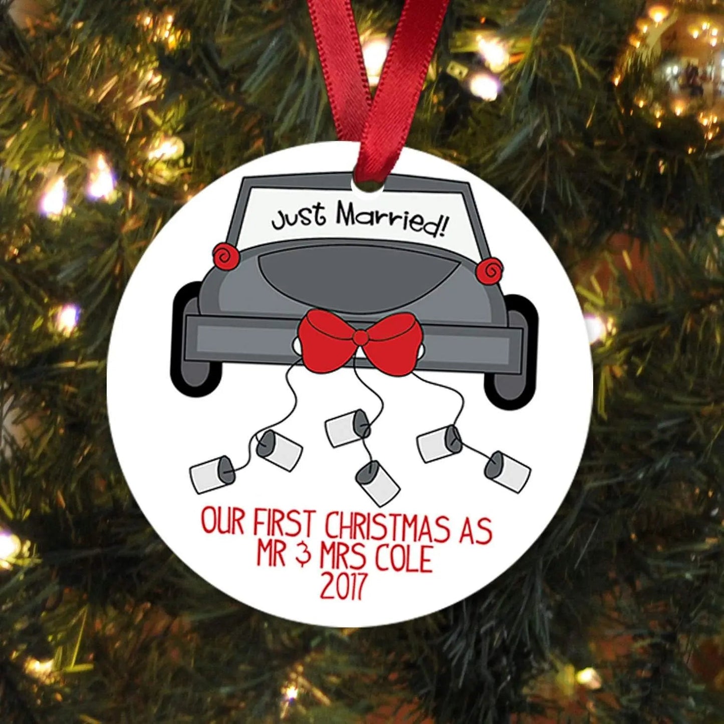 Our First Christmas Ornament - Personalized Christmas Ornament - Wedding Gift Christmas Ornament - Newlywed Christmas Gift Joyful Moose
