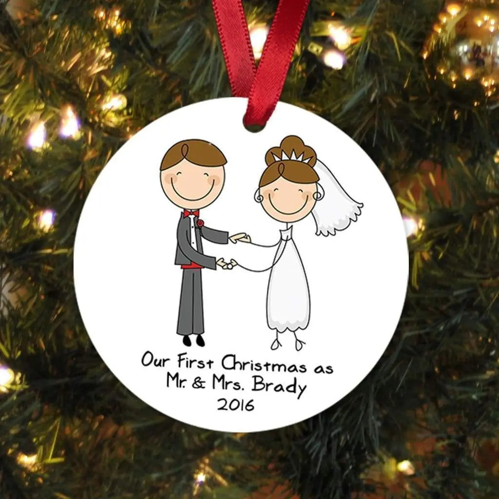 Our First Christmas Ornament - Personalized Wedding Gift Joyful Moose