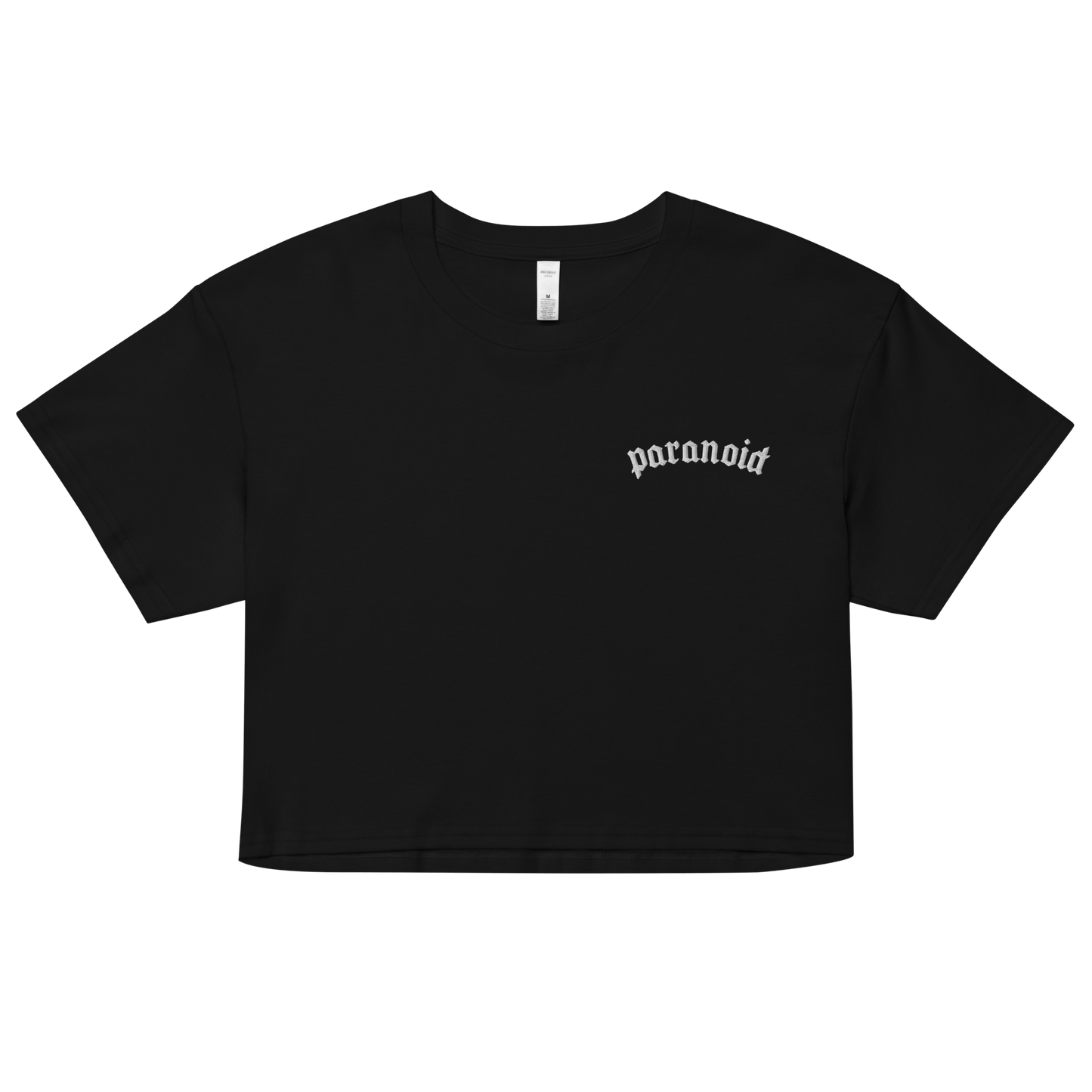 Paranoid Embroidered Crop Top Goth Cloth Co.