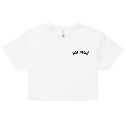 Paranoid Embroidered Crop Top Goth Cloth Co.