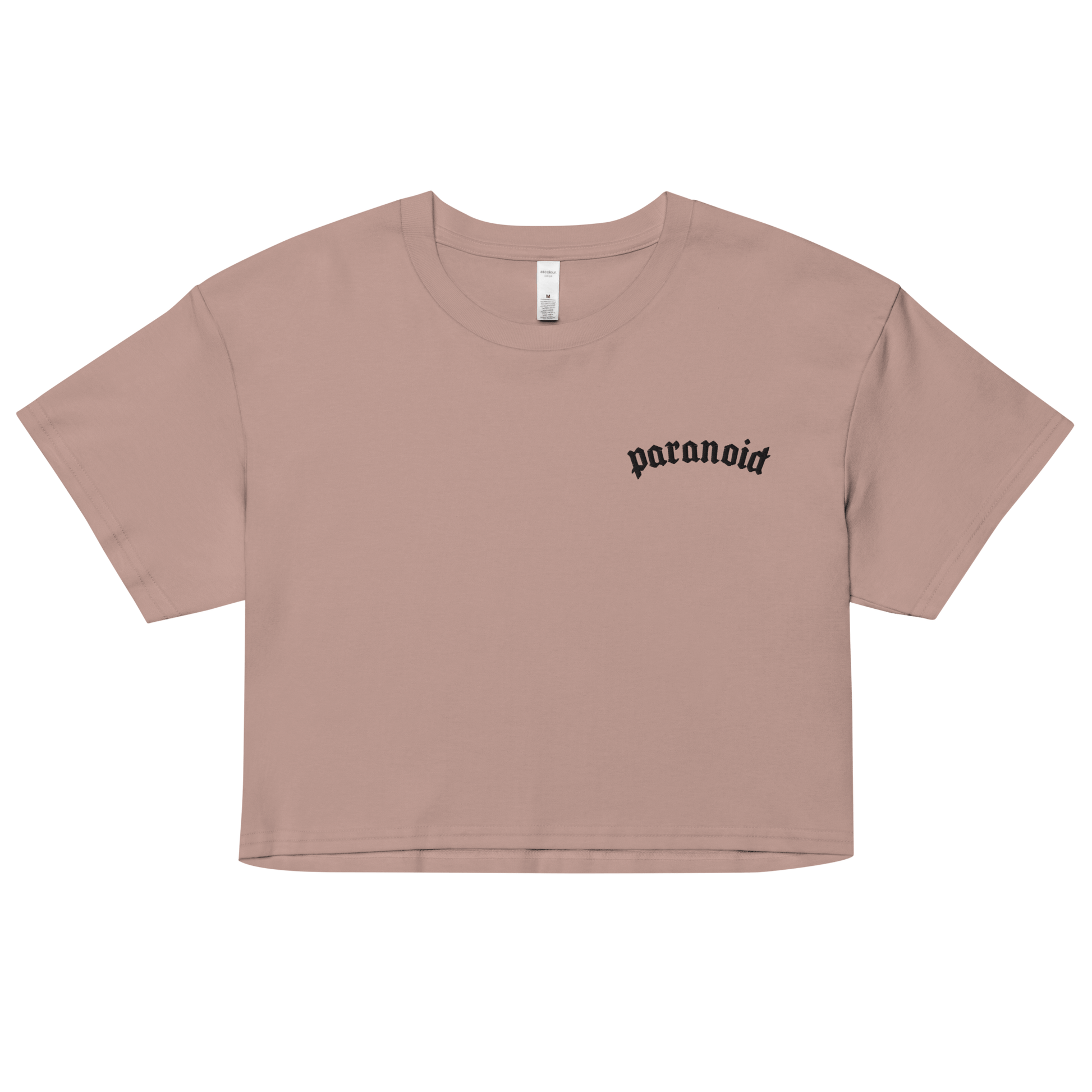 Paranoid Embroidered Crop Top Goth Cloth Co.