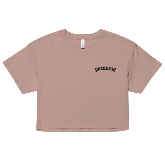 Paranoid Embroidered Crop Top Goth Cloth Co.