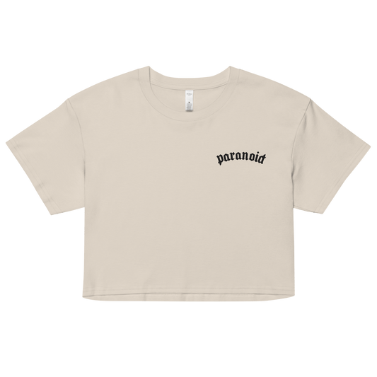 Paranoid Embroidered Crop Top Goth Cloth Co.