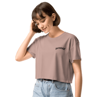 Paranoid Embroidered Crop Top Goth Cloth Co.