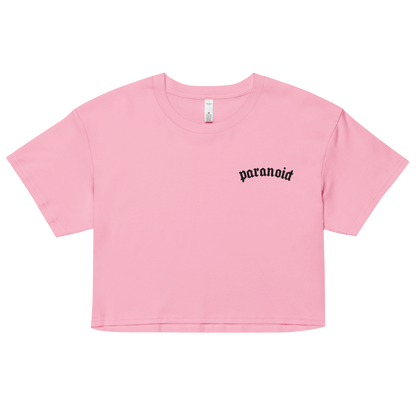Paranoid Embroidered Crop Top Goth Cloth Co.