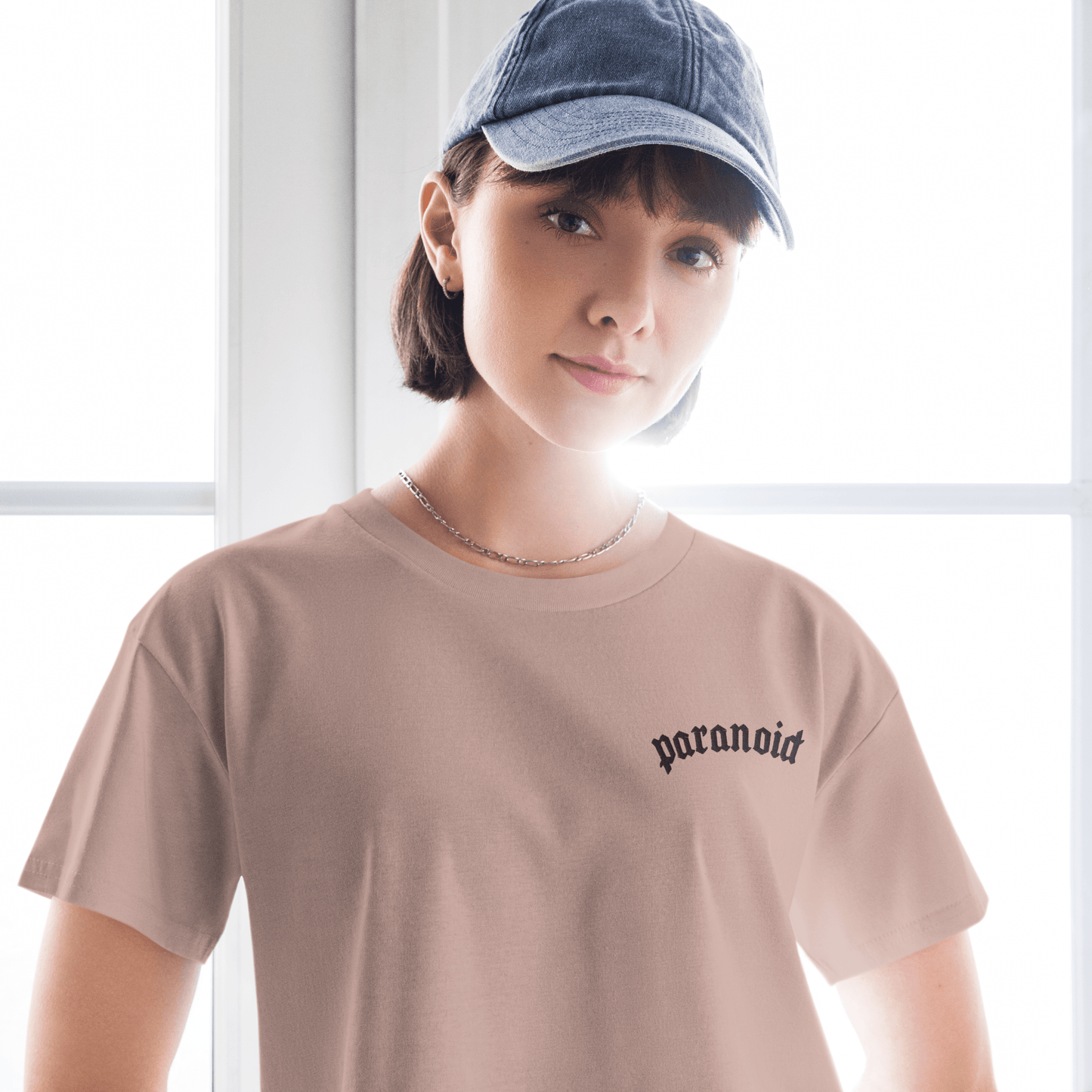 Paranoid Embroidered Crop Top Goth Cloth Co.