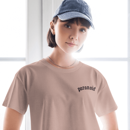 Paranoid Embroidered Crop Top Goth Cloth Co.