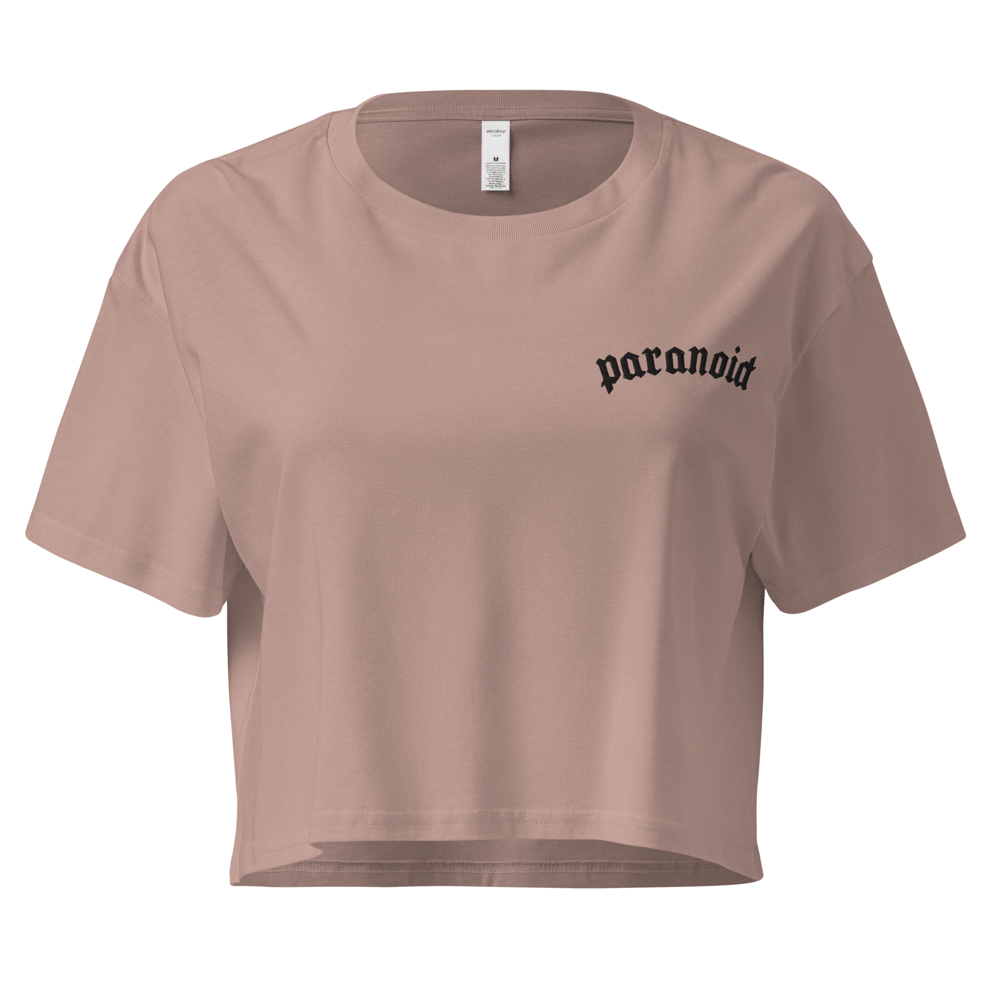 Paranoid Embroidered Crop Top Goth Cloth Co.