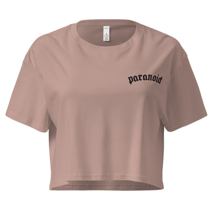 Paranoid Embroidered Crop Top Goth Cloth Co.