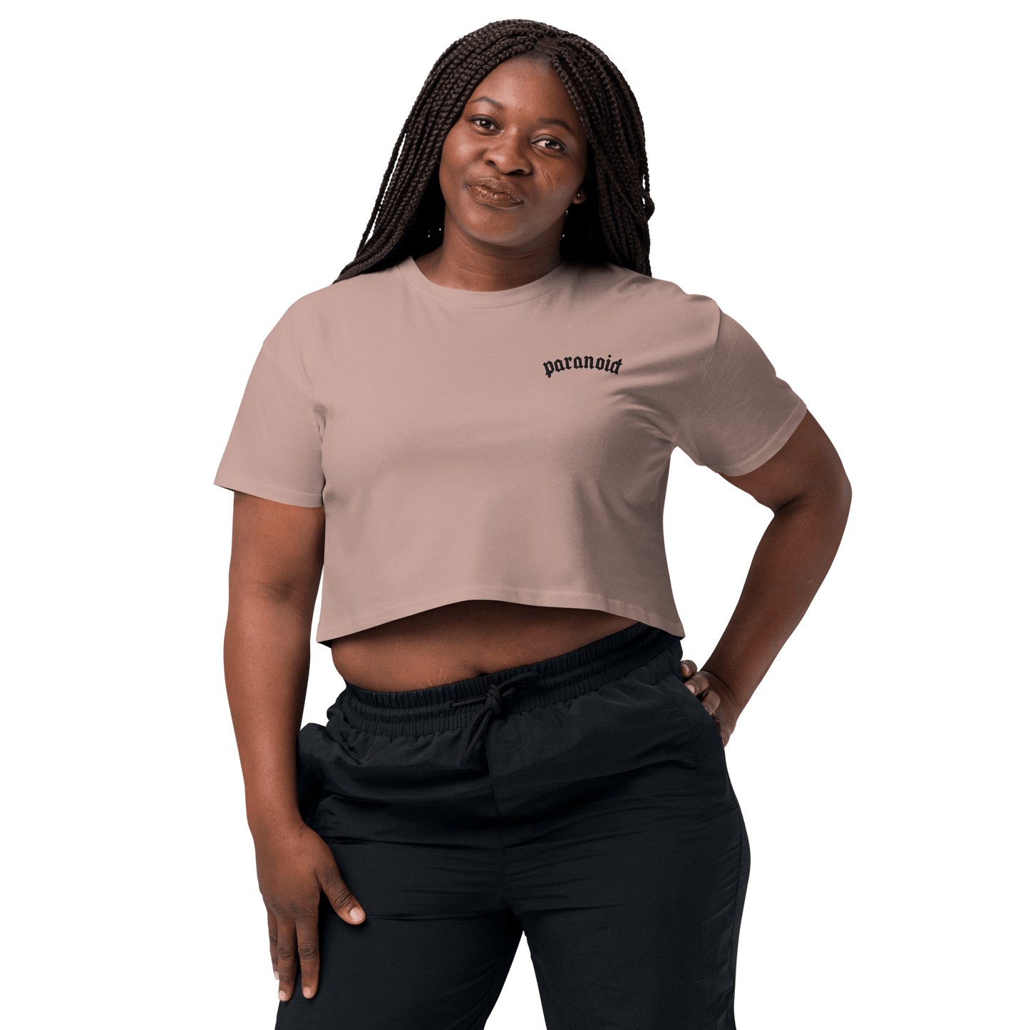 Paranoid Embroidered Crop Top Goth Cloth Co.