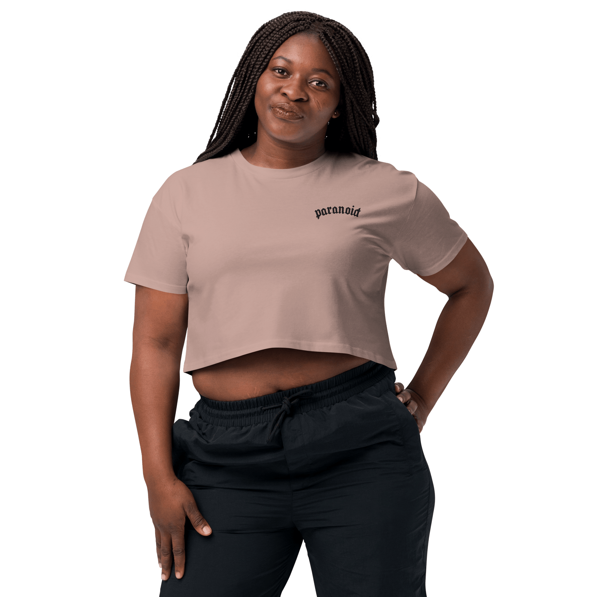 Paranoid Embroidered Crop Top Goth Cloth Co.