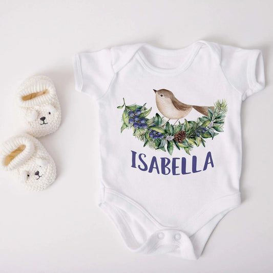 Personalized baby girl outfit, Baby Girl Bodysuit, Custom Baby Shower Gift, baby shower girl, woodland baby shirt spring greenery outfit Joyful Moose