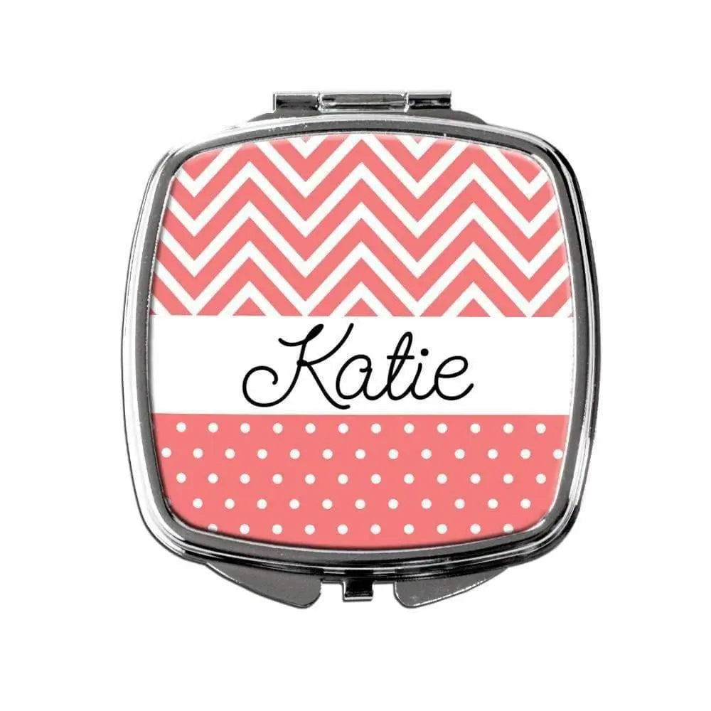 Personalized Compact Mirror - Coral Personalized Purse Mirror - Personalized Bridesmaids Gifts Joyful Moose