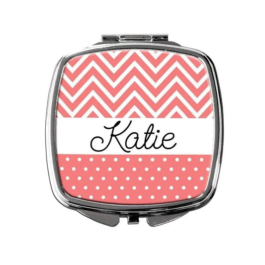 Personalized Compact Mirror - Coral Personalized Purse Mirror - Personalized Bridesmaids Gifts Joyful Moose