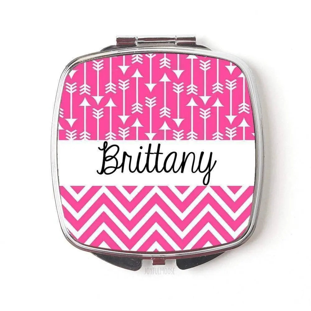 Personalized Compact Mirror - Pink Customized Bridesmaids Gifts Joyful Moose