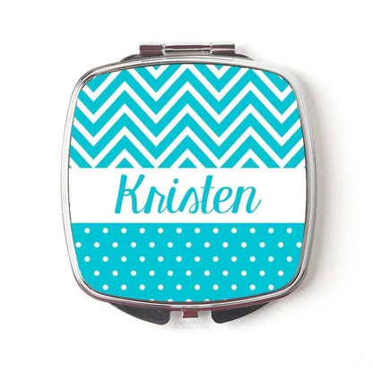 Personalized Compact Mirror - Turquoise Personalized Bridesmaids Gifts - Personalized Purse Mirror Joyful Moose
