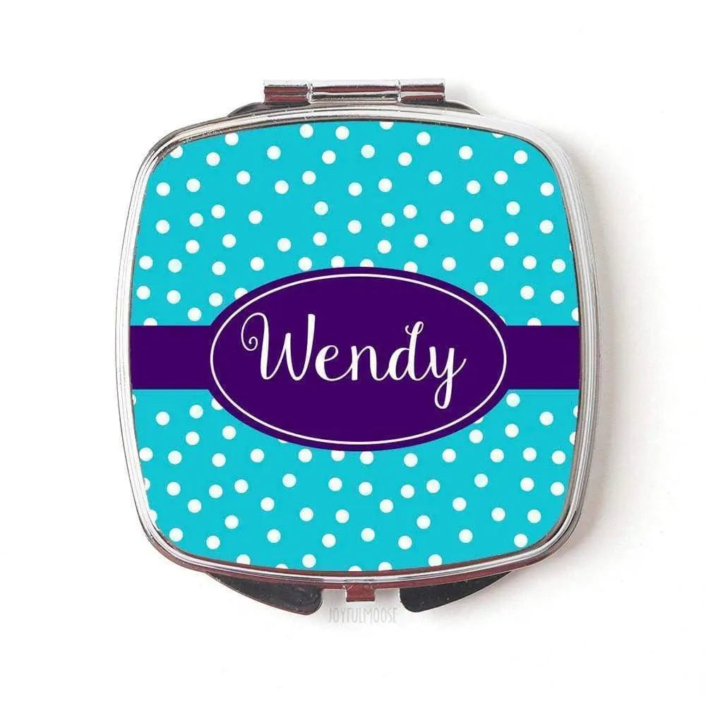 Personalized Compact Mirror - Turquoise Purple Maid of Honor Gifts Joyful Moose