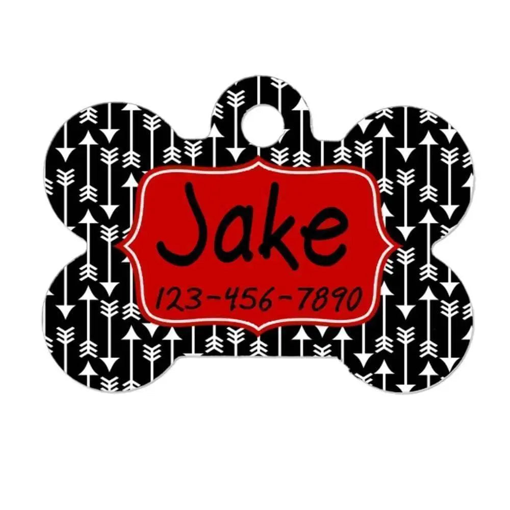 Personalized Dog ID Tag - Custom Dog ID Tag - Arrow Dog ID Tag - Red & Black Dog id Tag Joyful Moose