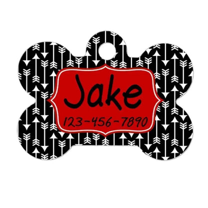 Personalized Dog ID Tag - Custom Dog ID Tag - Arrow Dog ID Tag - Red & Black Dog id Tag Joyful Moose