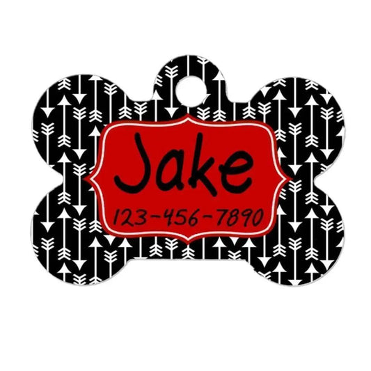 Personalized Dog ID Tag - Custom Dog ID Tag - Arrow Dog ID Tag - Red & Black Dog id Tag Joyful Moose