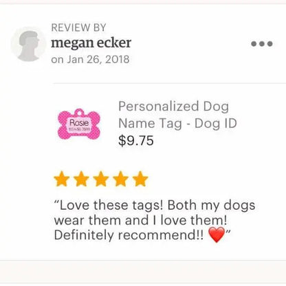 Personalized Dog Name Tag - Dog ID Tag - Custom Dog Collar Tag - Dog Tag Pink Polka Dots Joyful Moose
