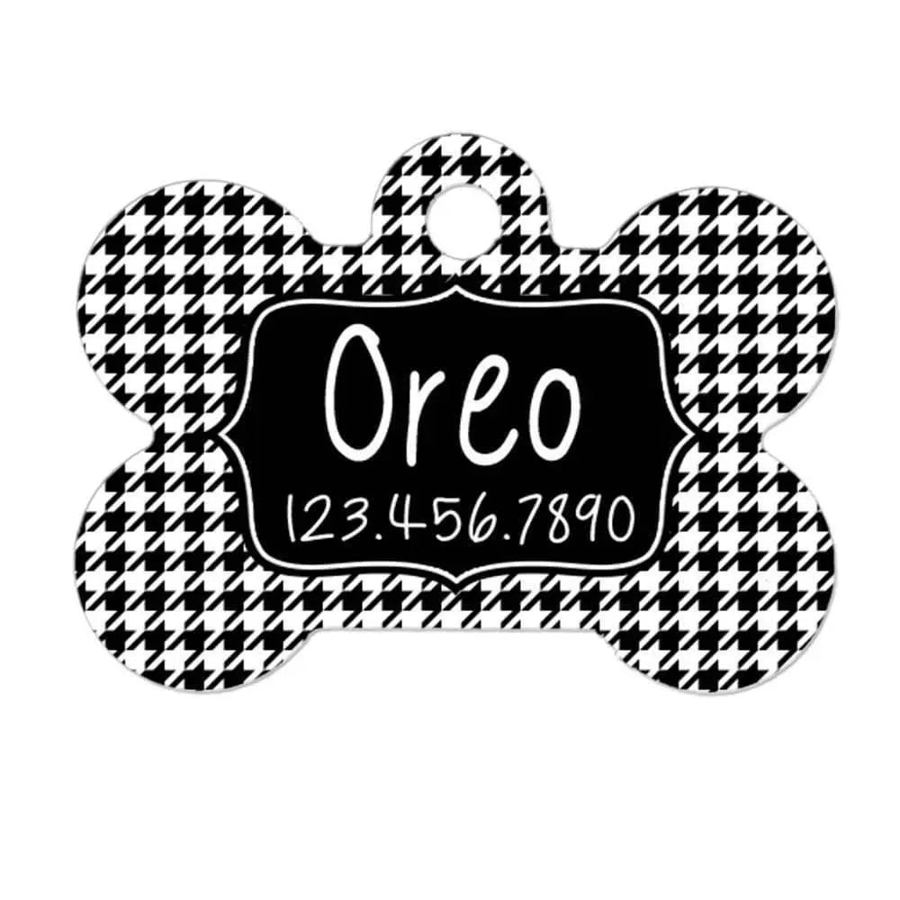 Houndstooth Pattern Pet Name Tag Joyful Moose