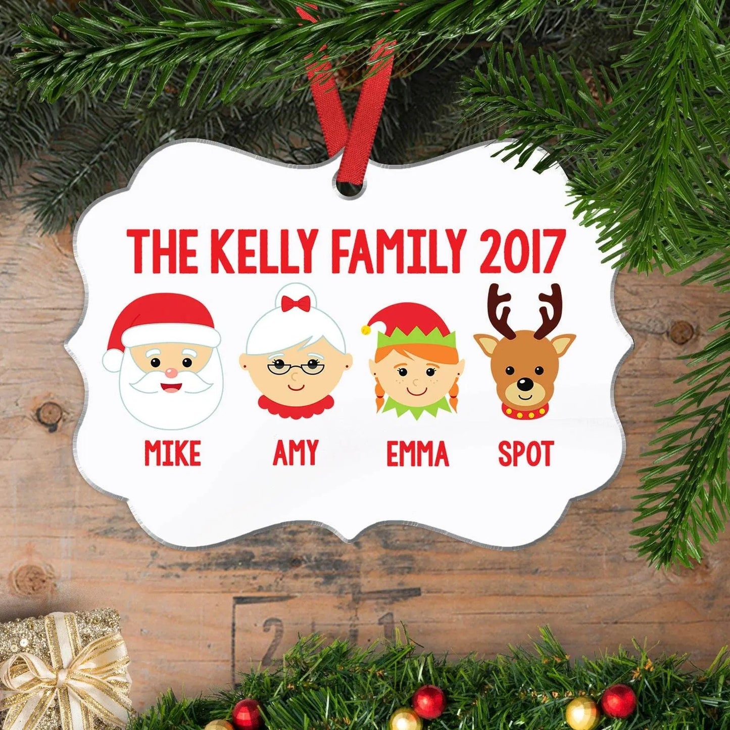 Personalized Family Christmas Ornament - Custom Faces Heads Joyful Moose