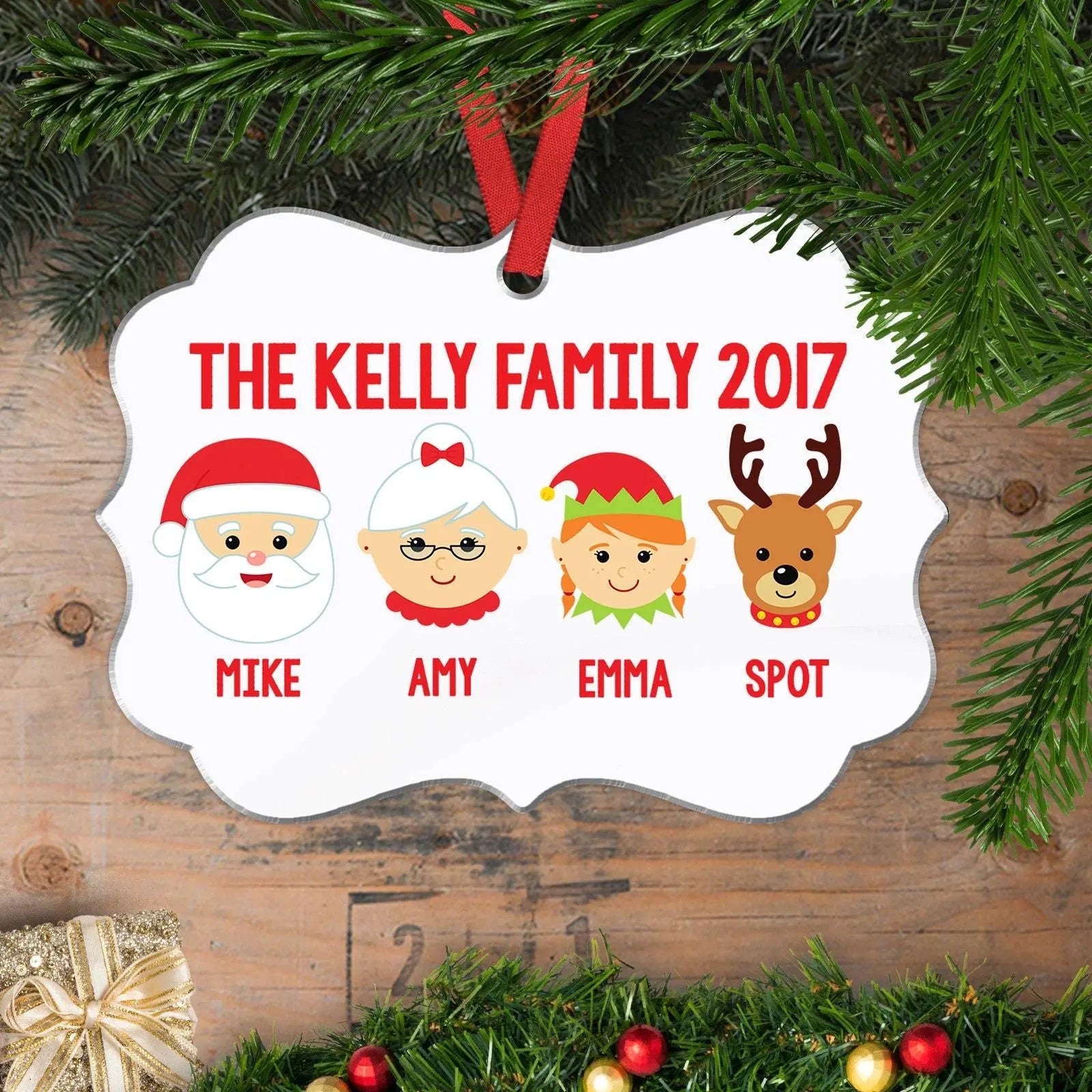 Personalized Family Christmas Ornament - Custom Faces Heads Joyful Moose