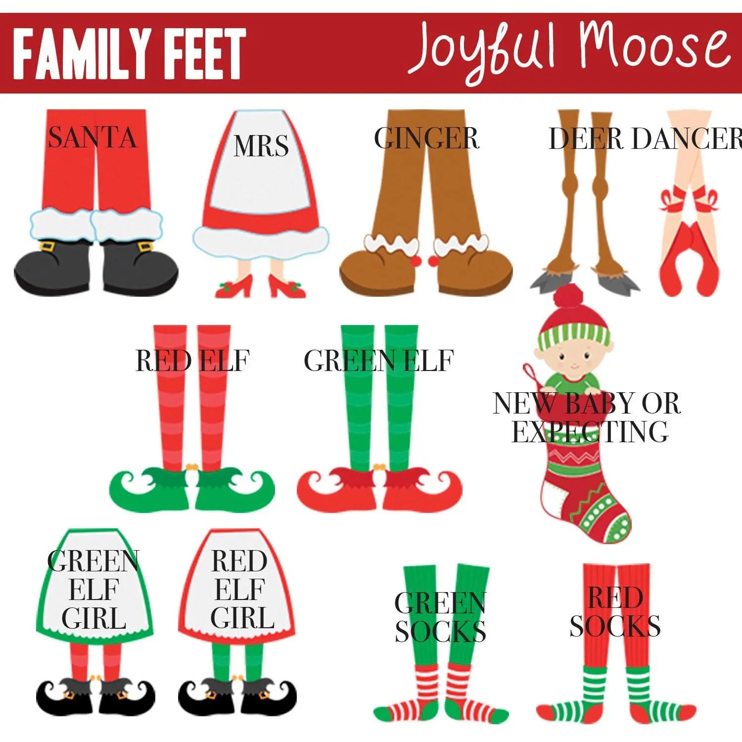 Personalized Family Christmas Ornament - Family Christmas Gift Ideas Black Friday - Elf Feet Customized Christmas Oval Ornament Joyful Moose