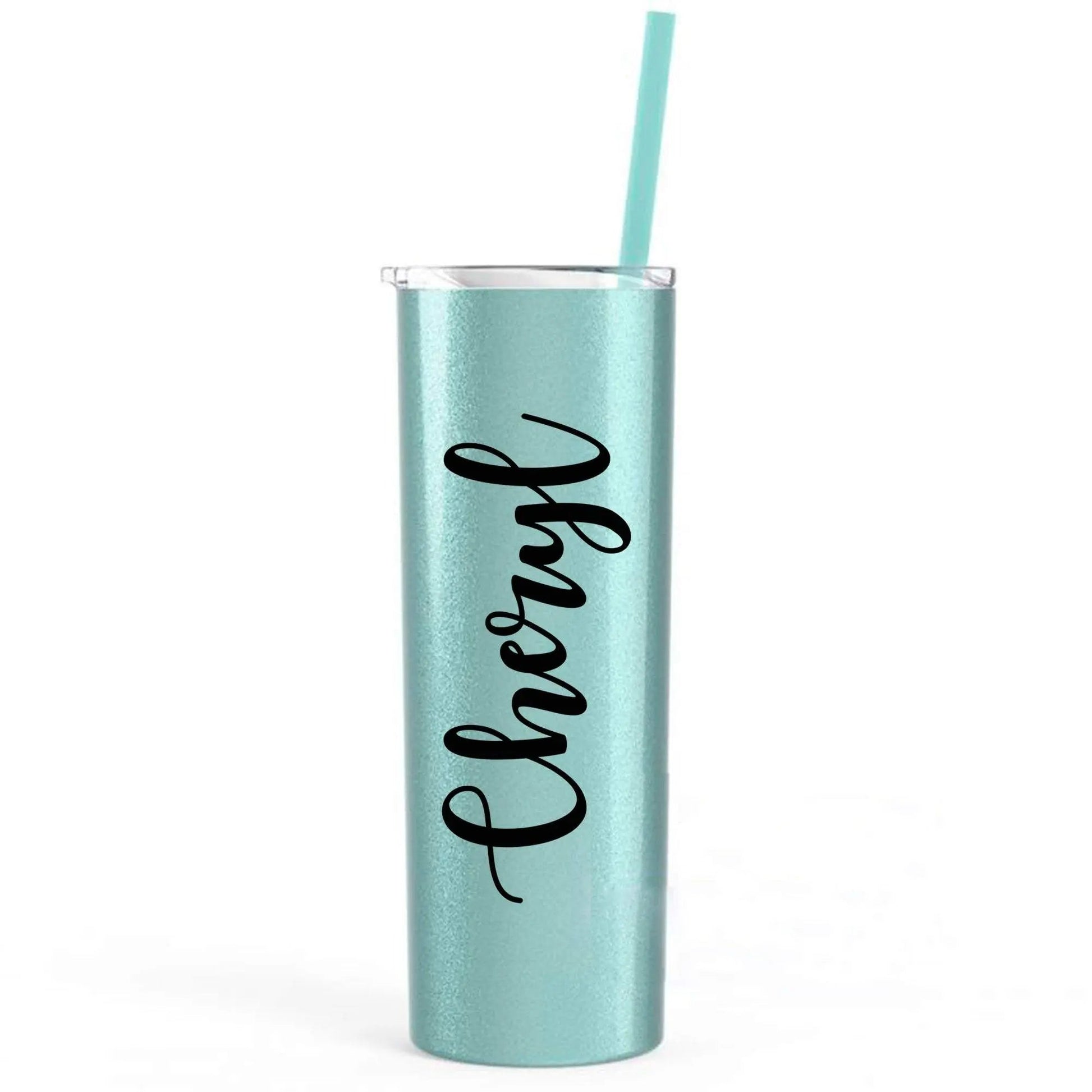 Personalized Glitter Tumbler, Insulated Stainless Steel Skinny Tumbler, Bridesmaid Tumbler Joyful Moose