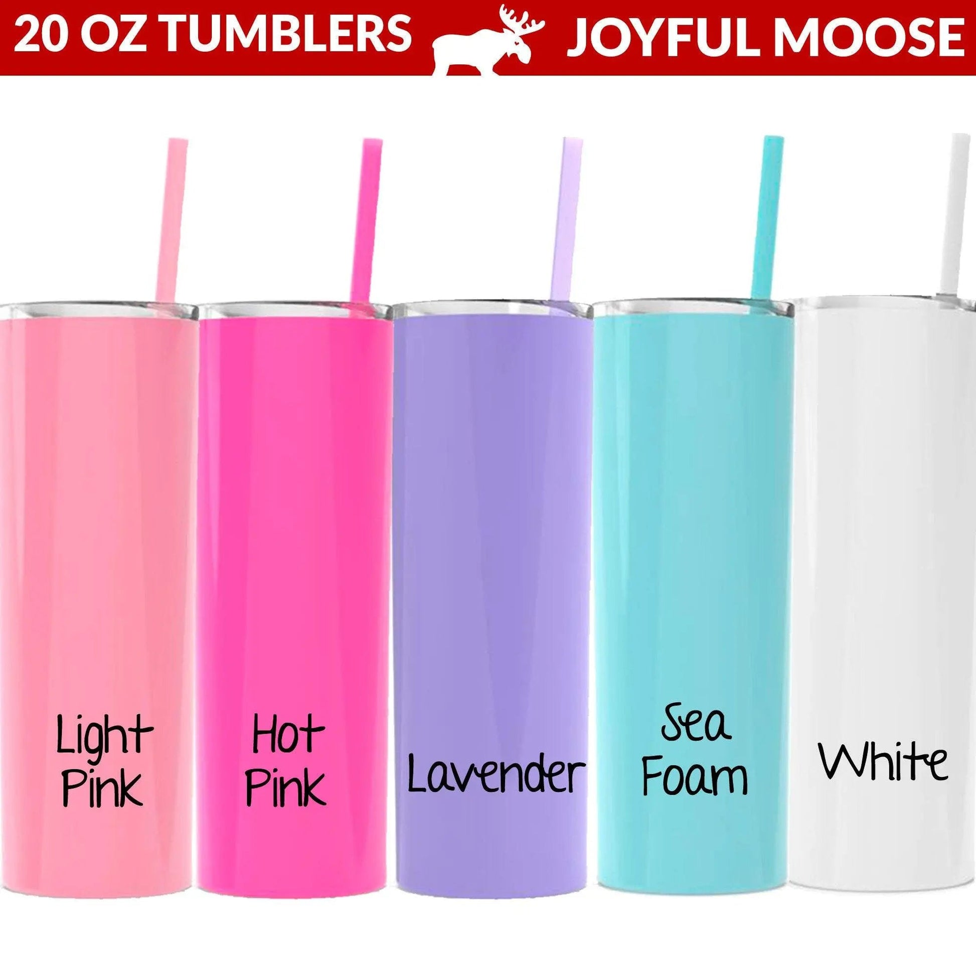 Personalized Glitter Tumbler, Insulated Stainless Steel Skinny Tumbler, Bridesmaid Tumbler Joyful Moose