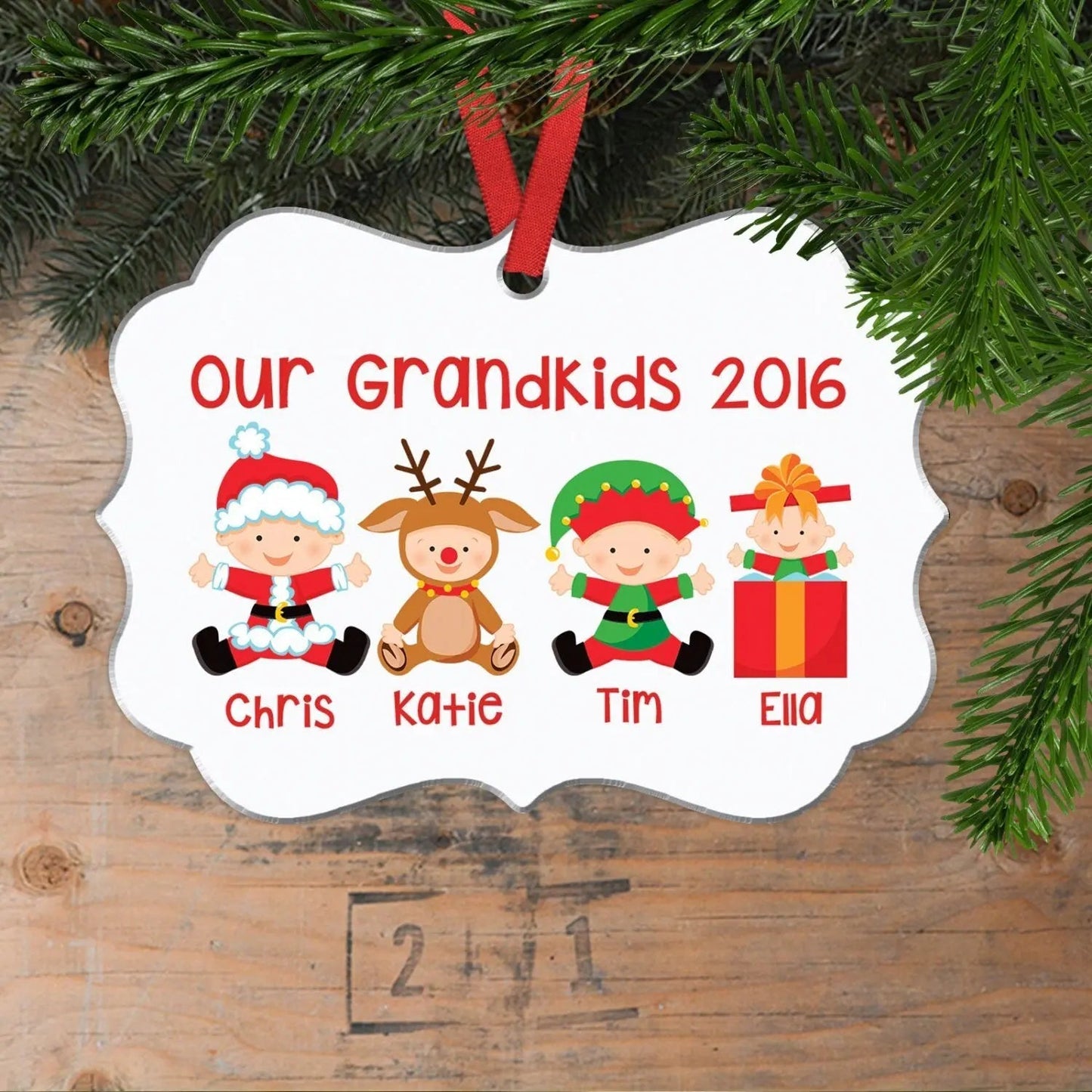 Personalized Grandkids Christmas Ornament - Custom Christmas Ornament for Grandparents Joyful Moose