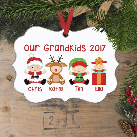 Personalized Grandkids Christmas Ornament - Custom Christmas Ornament for Grandparents Joyful Moose
