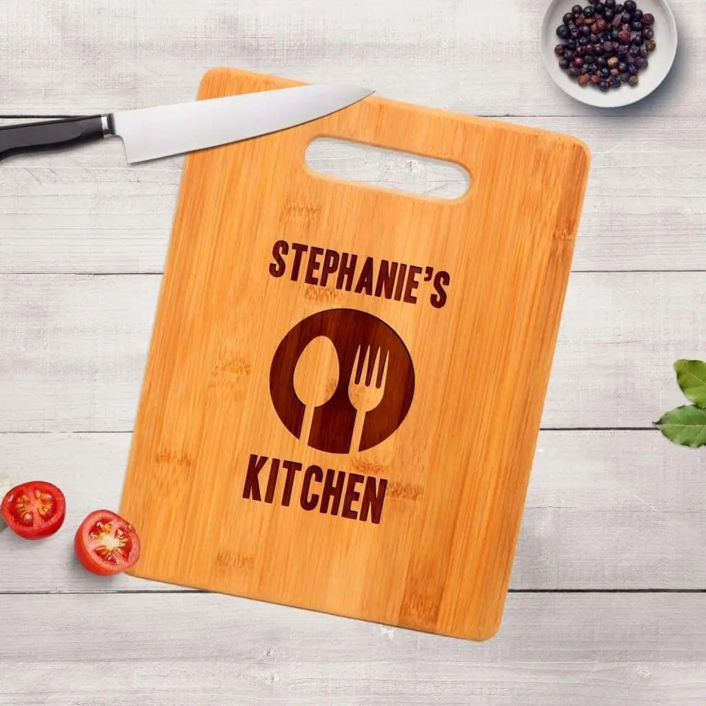 Personalized Kitchen Cutting Board - Personalized Gift Idea - Bamboo Cutting Board Joyful Moose