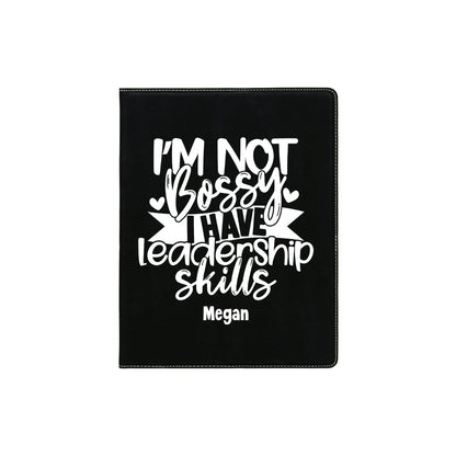 Personalized Leather Portfolio with Notepad - Gift for Girl Boss business padfolio organizer Joyful Moose