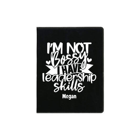 Personalized Leather Portfolio with Notepad - Gift for Girl Boss business padfolio organizer Joyful Moose