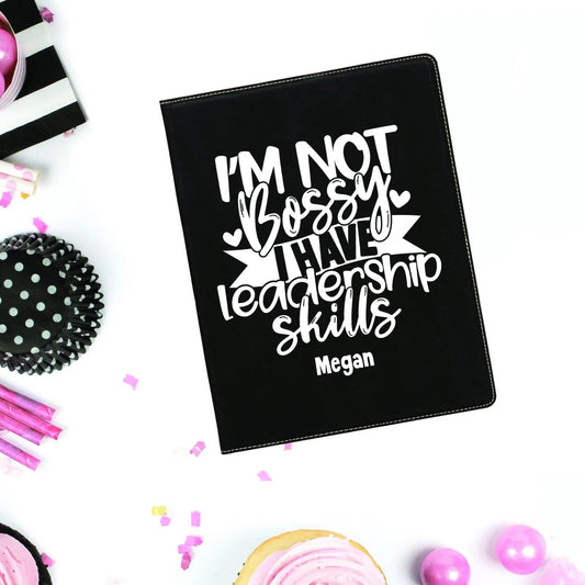 Personalized Leather Portfolio with Notepad - Gift for Girl Boss business padfolio organizer Joyful Moose