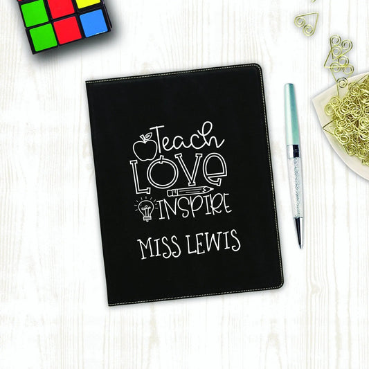 Personalized Teacher Portfolio with Notepad, Teacher Gift, Personalized Paper Holder, Note Pad Holder for Teacher Joyful Moose