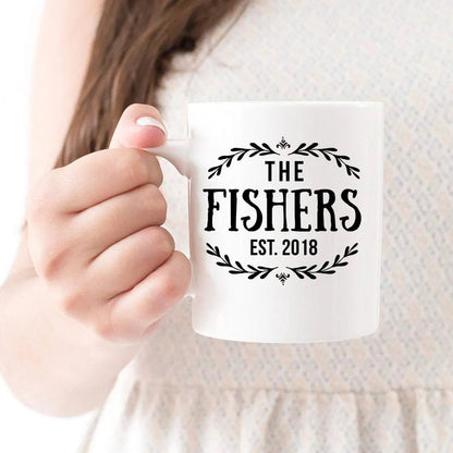 Personalized Wedding Mugs - Last Name Coffee Mugs - Anniversary Couple Gift Joyful Moose