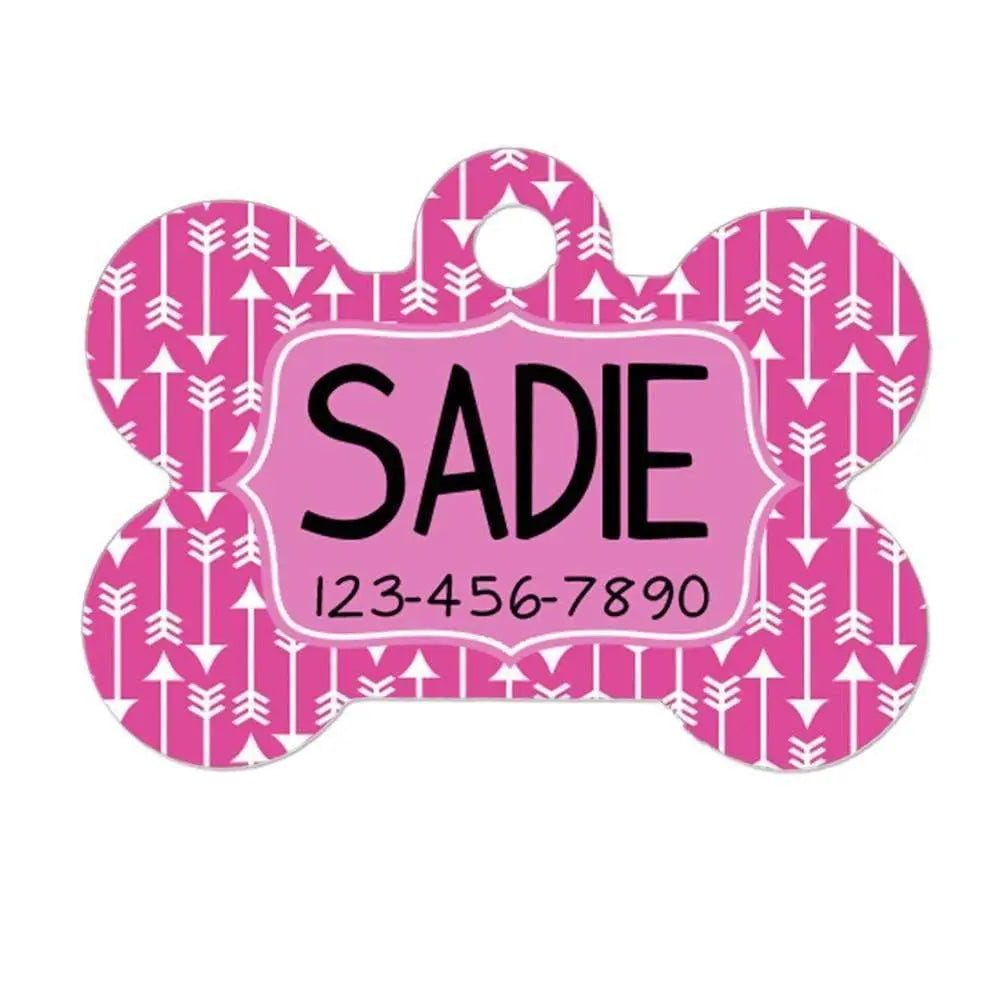 Pink Arrow Custom Dog Tag Geometric Pattern Joyful Moose
