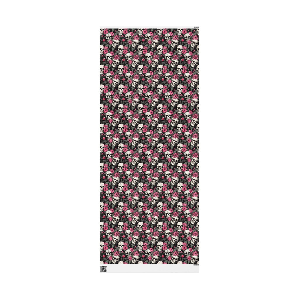 Pink Flowers and Skulls Gift Wrap Goth Cloth Co.