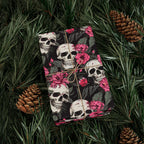 Pink Flowers and Skulls Gift Wrap Goth Cloth Co.
